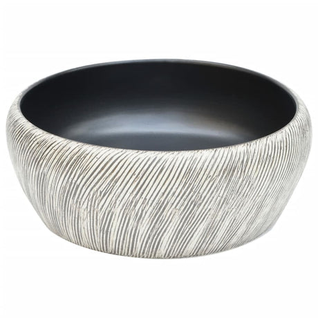 VidaXL Évier à poser rond Φ41x14 cm céramique noir et gris