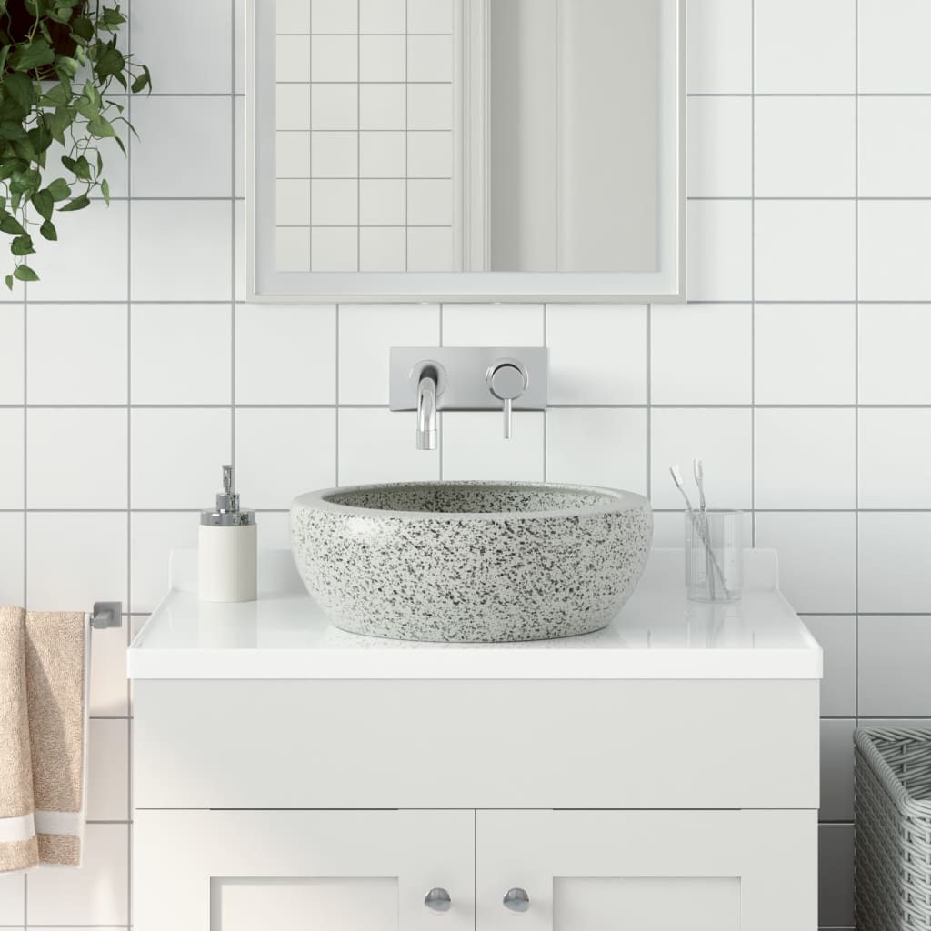 Vidaxx évier en saillie rond φ41x14 cm céramique gris