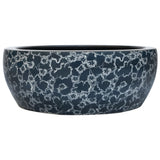 Vidaxx évier à poser rond φ41x14 cm céramique noir et bleu