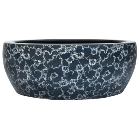 Vidaxx évier à poser rond φ41x14 cm céramique noir et bleu