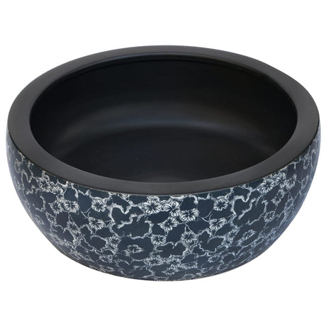 Vidaxx évier à poser rond φ41x14 cm céramique noir et bleu
