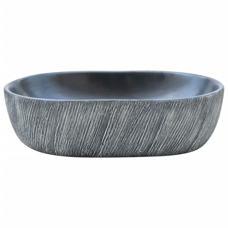 VidaXL Évier à poser ovale 47x33x13 cm en céramique noir et gris