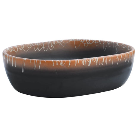 Vidaxx évier à poser ovale 47x33x13 cm céramique noir et orange