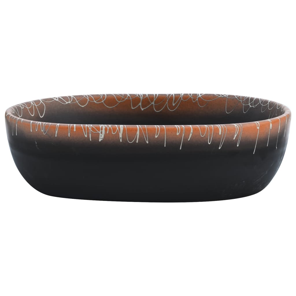 Vidaxx évier à poser ovale 47x33x13 cm céramique noir et orange