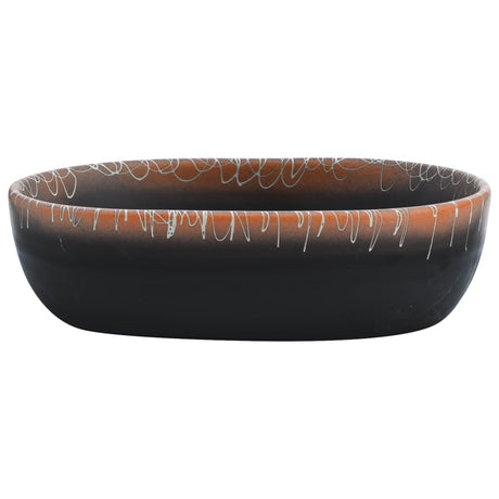 Vidaxx évier à poser ovale 47x33x13 cm céramique noir et orange