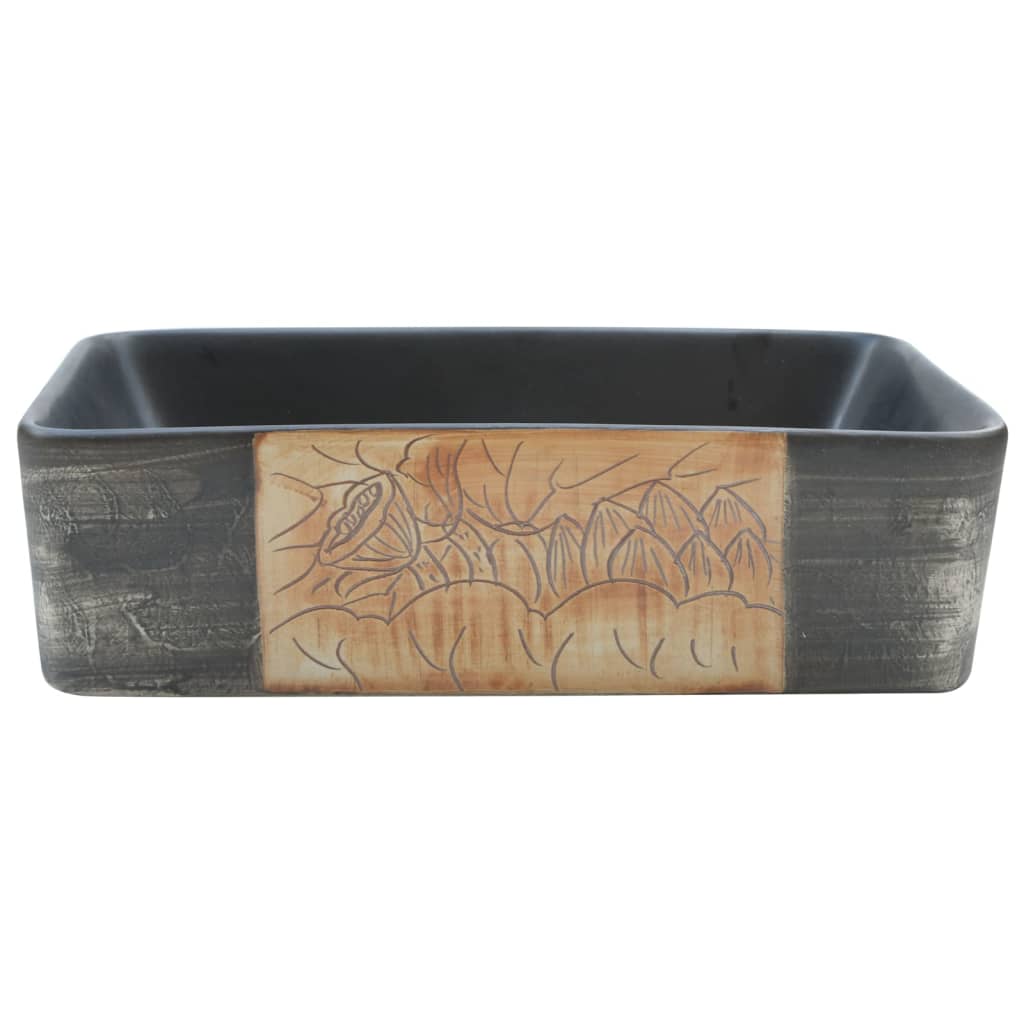 Vidaxx évier à poser rectangulaire 46x35,5x13 cm céramique noir et marron