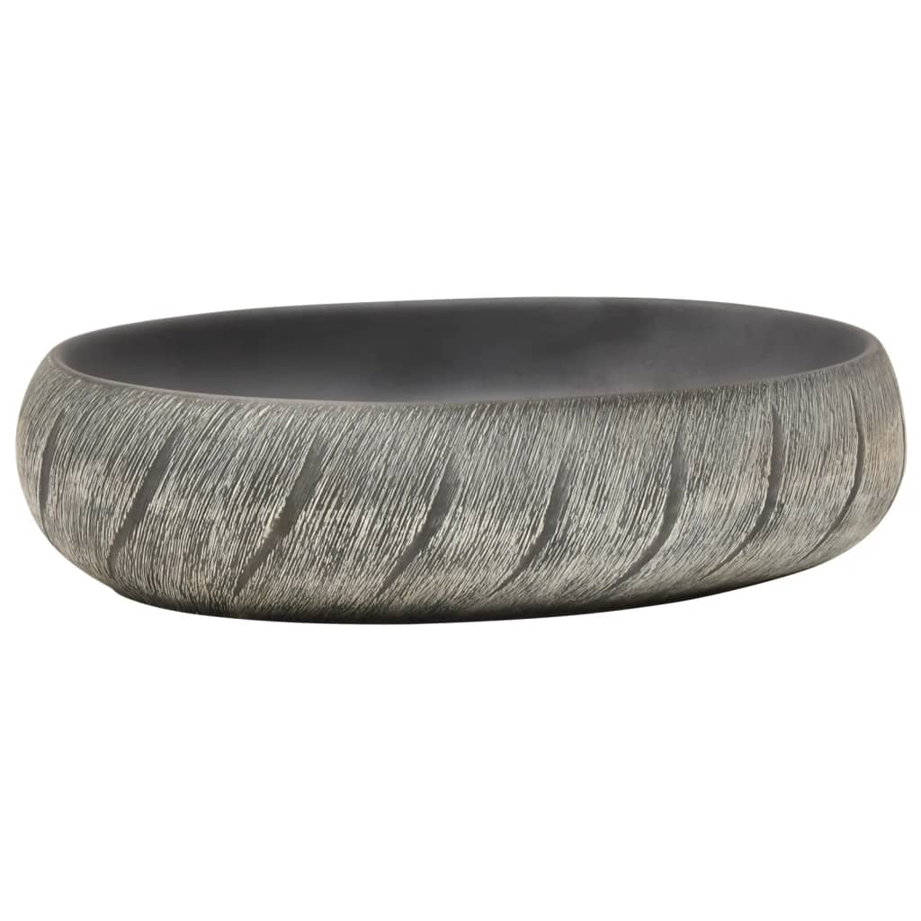 Vidaxx lavabo à poser ovale 59x40x15 cm céramique noir et gris