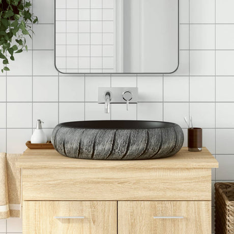 Vidaxx lavabo à poser ovale 59x40x15 cm céramique noir et gris