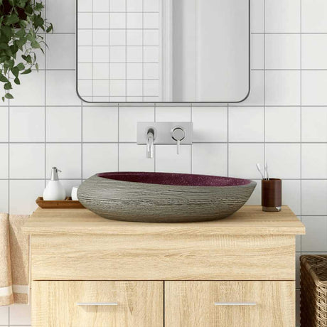Vidaxx lavabo à poser ovale 59x40x14 cm céramique violet et gris