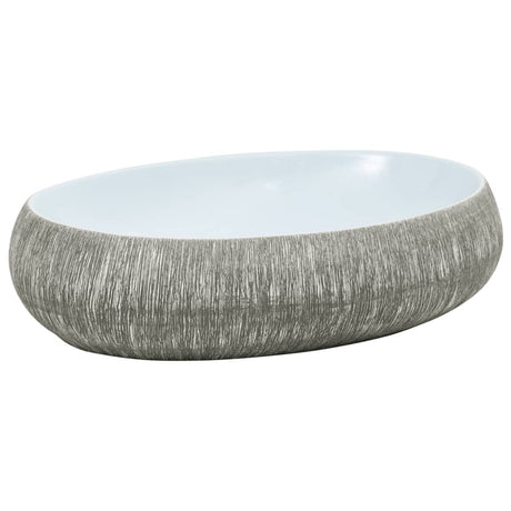 Vidaxx lavabo à poser ovale 59x40x15 cm céramique gris et bleu