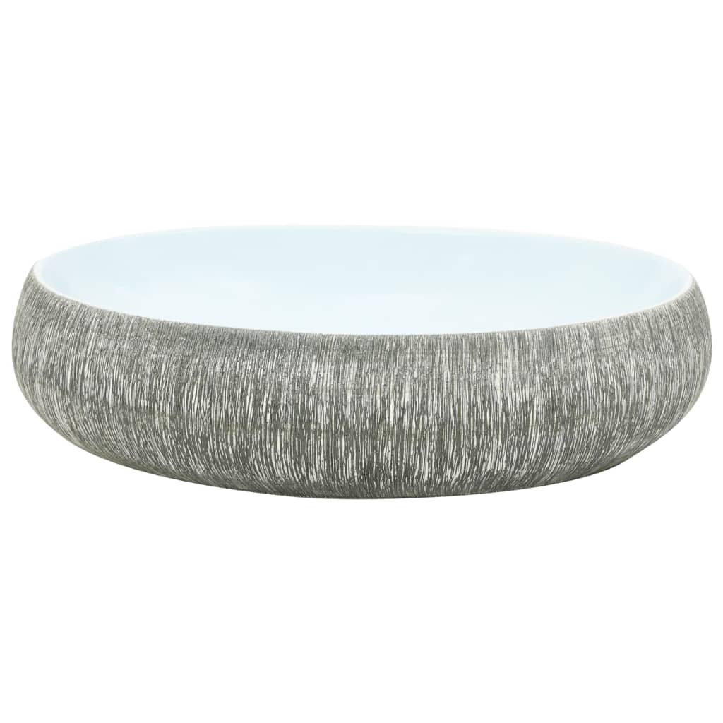 Vidaxx lavabo à poser ovale 59x40x15 cm céramique gris et bleu