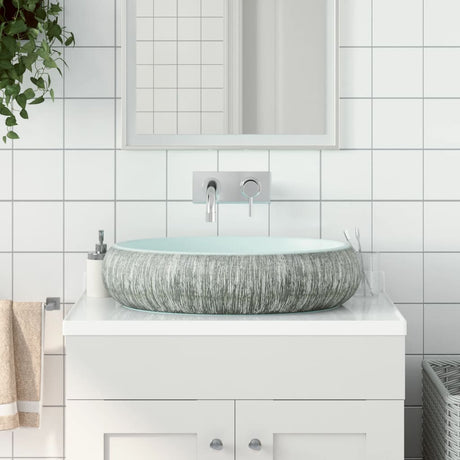 Vidaxx lavabo à poser ovale 59x40x15 cm céramique gris et bleu
