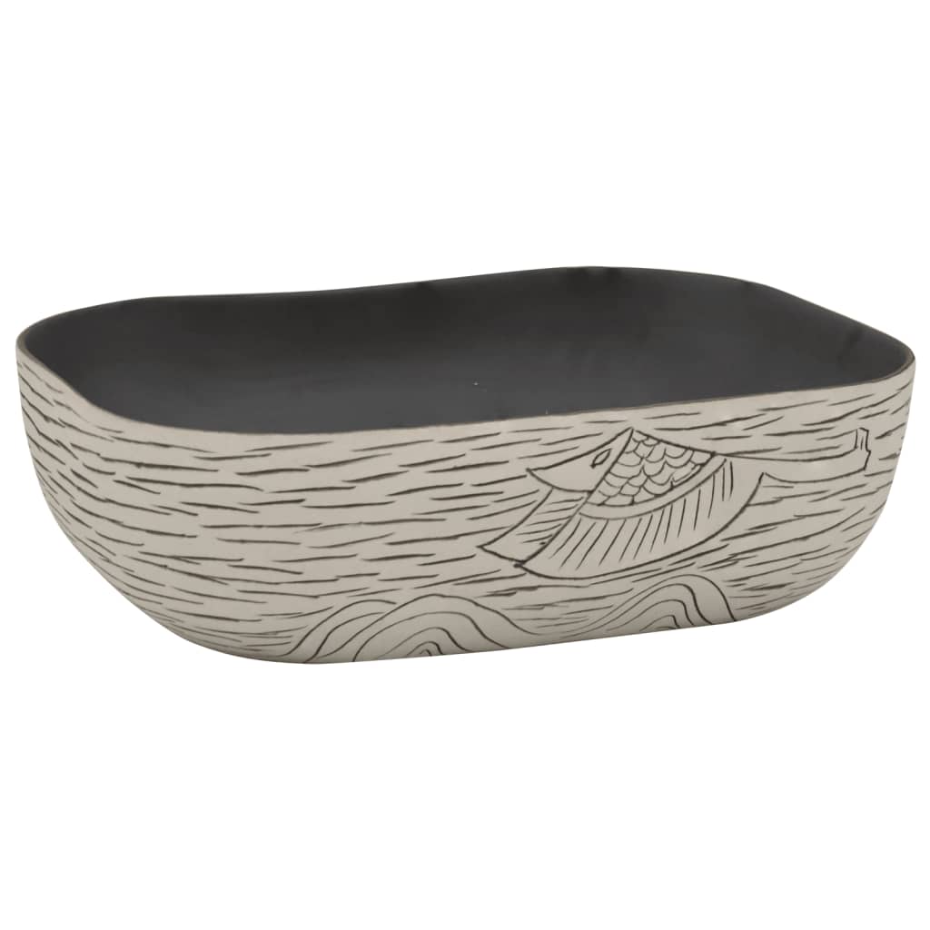 Vidaxx évier à poser rectangulaire 48x37,5x13,5 cm céramique gris et noir