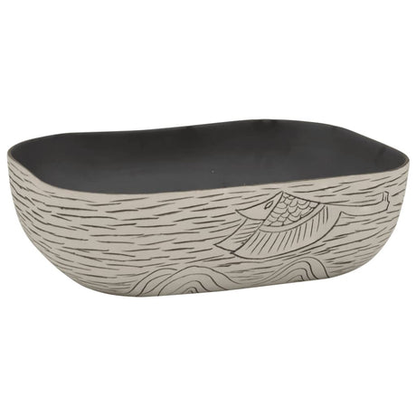 Vidaxx évier à poser rectangulaire 48x37,5x13,5 cm céramique gris et noir