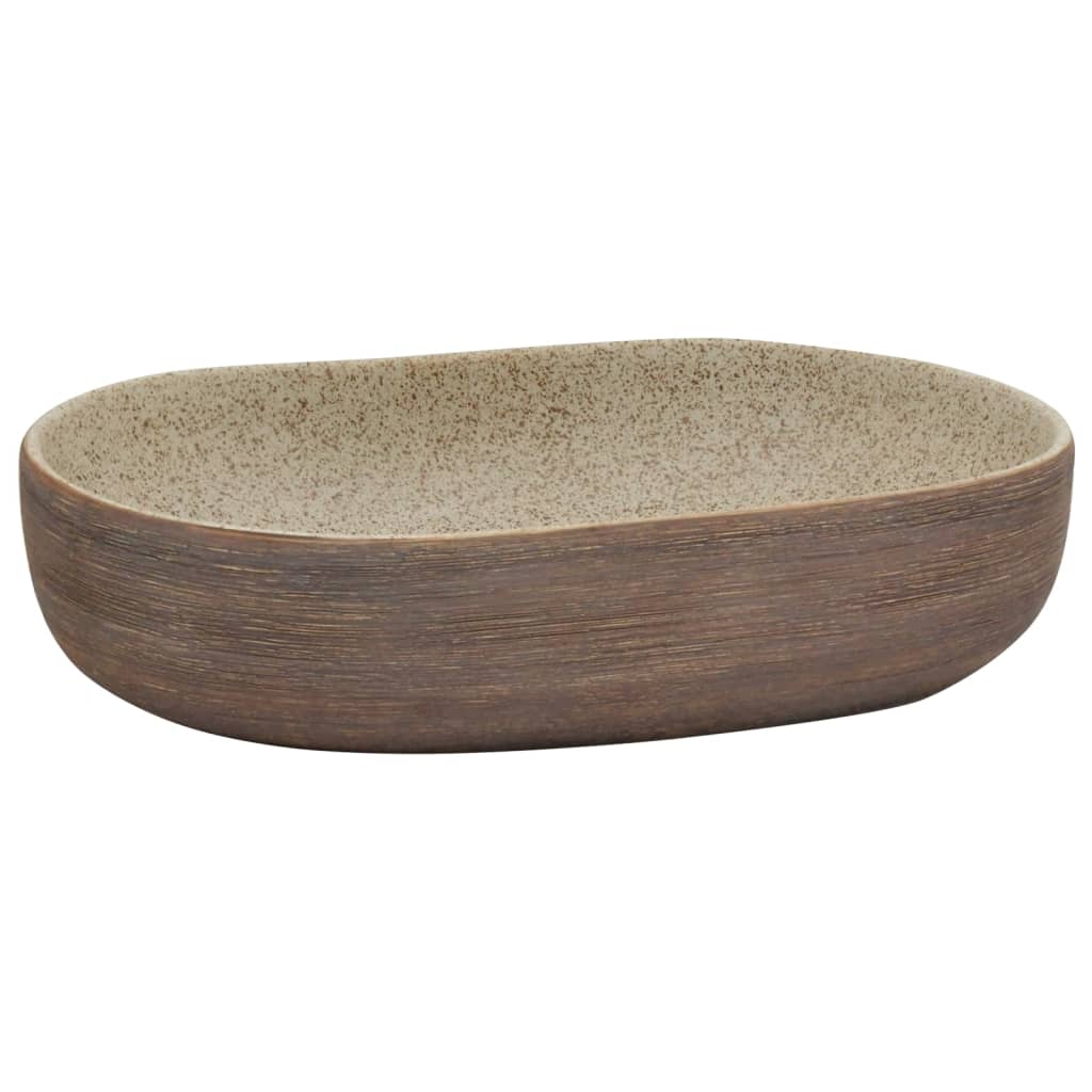 Vidaxx évier à poser ovale 59x40x14 cm céramique couleur sable et marron