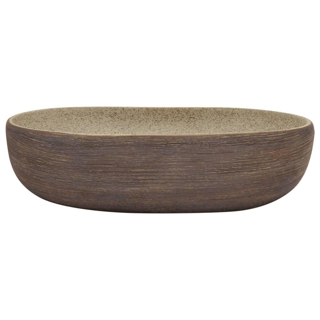 Vidaxx évier à poser ovale 59x40x14 cm céramique couleur sable et marron