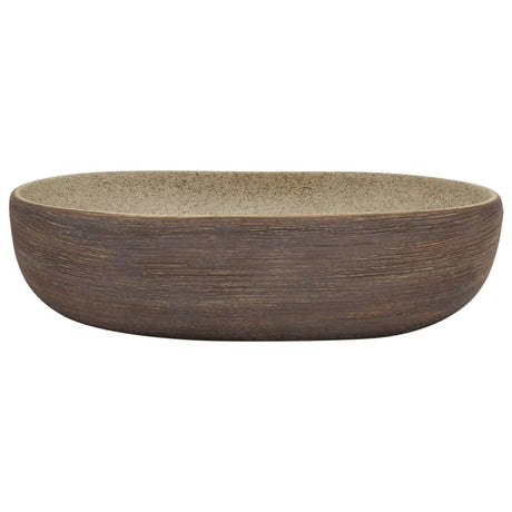 Vidaxx évier à poser ovale 59x40x14 cm céramique couleur sable et marron