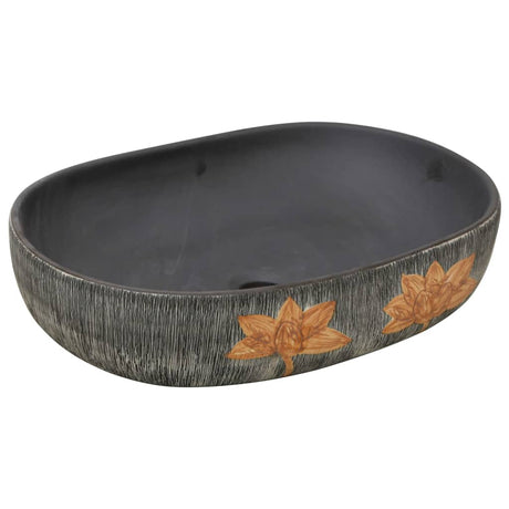 Vidaxx lavabo à poser ovale 59x40x14 cm céramique gris et noir
