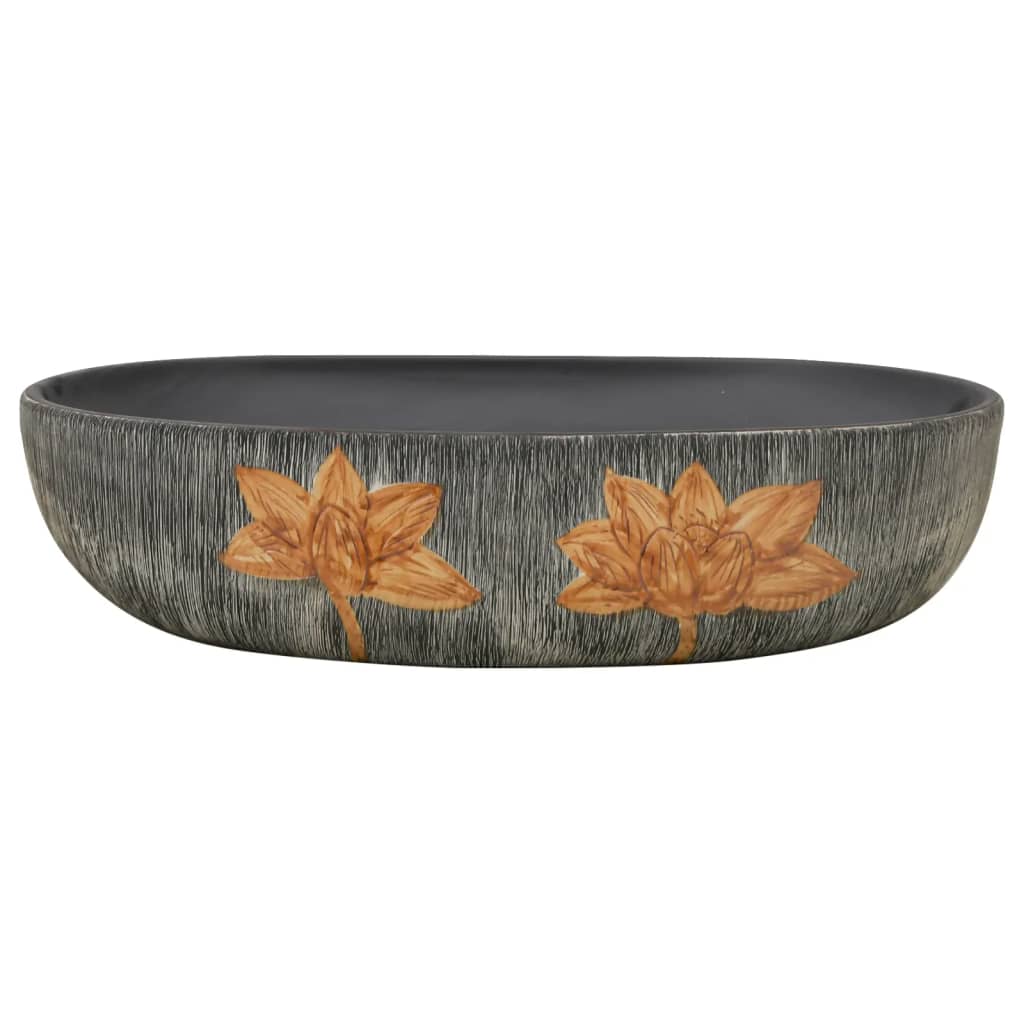 Vidaxx lavabo à poser ovale 59x40x14 cm céramique gris et noir