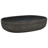 VidaXL Évier à poser ovale 59x40x14 cm céramique gris et noir