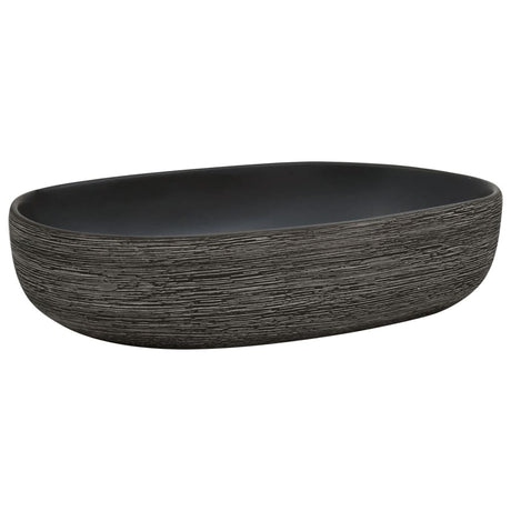 VidaXL Évier à poser ovale 59x40x14 cm céramique gris et noir