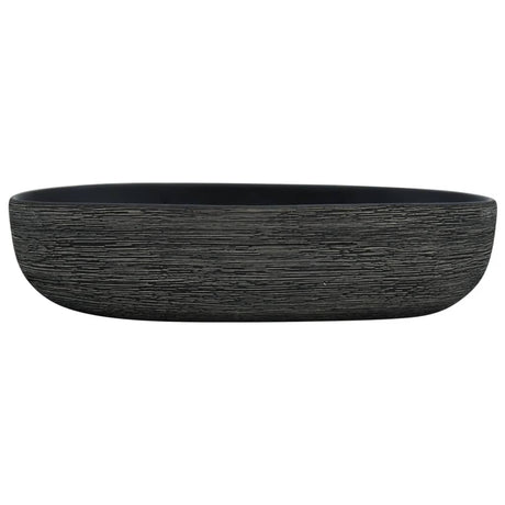 VidaXL Évier à poser ovale 59x40x14 cm céramique gris et noir