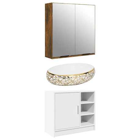 Vidaxx lavabo à poser ovale 59x40x15 cm céramique blanc et or