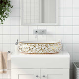 Vidaxx lavabo à poser ovale 59x40x15 cm céramique blanc et or