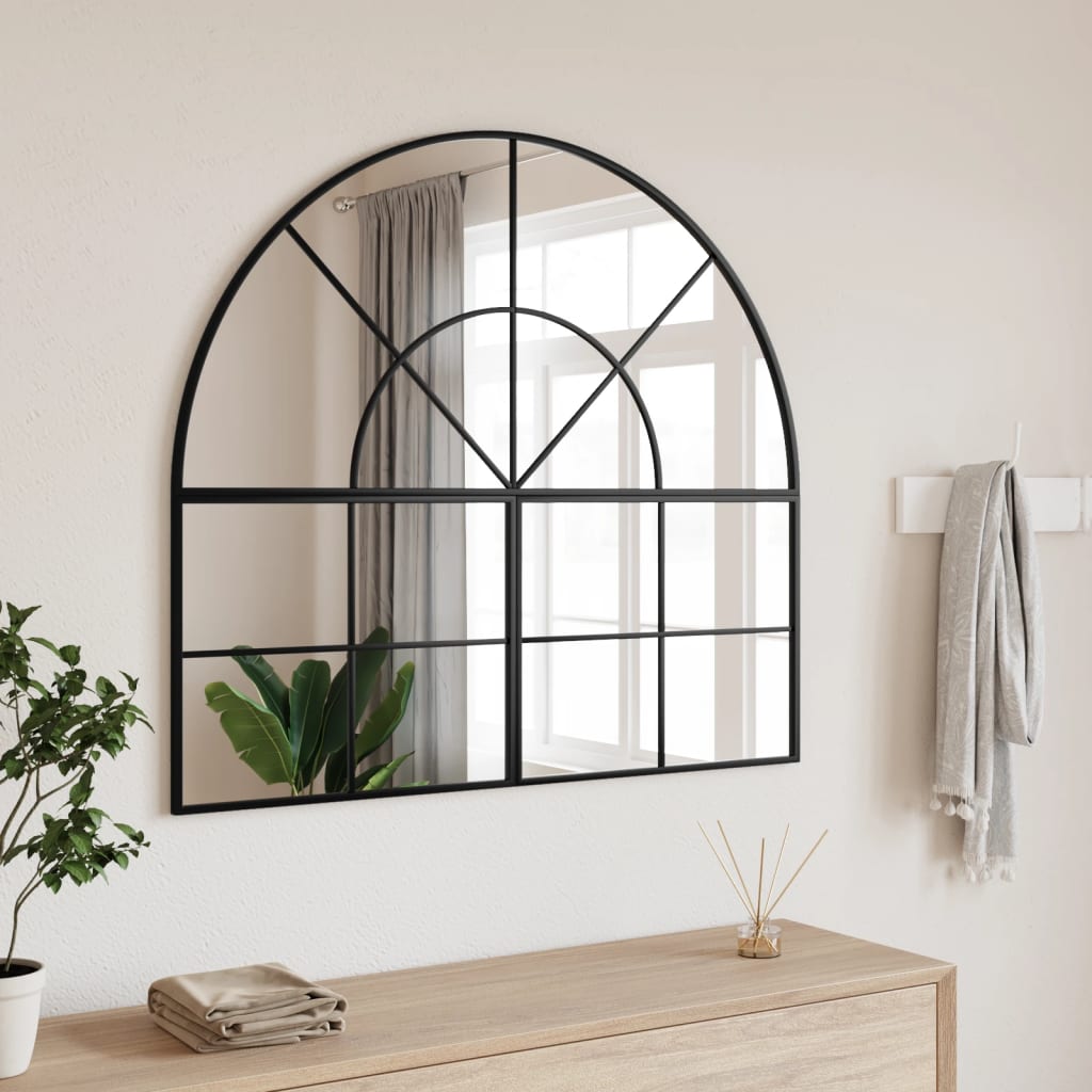 Vidaxl Mirror de pared boog 100x90 cm de hierro negro