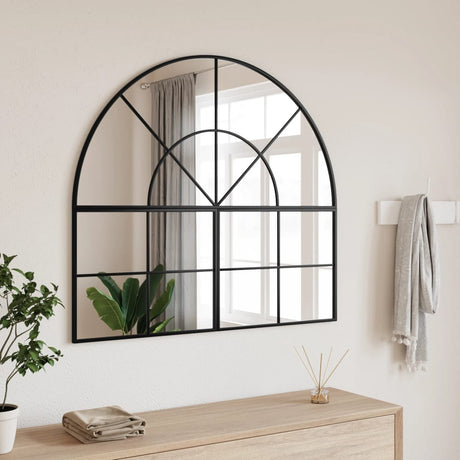 VidaXL Miroir mural arche 100x90 cm fer noir