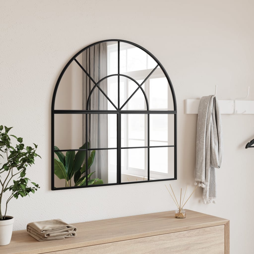 Vidaxl Mirror de pared boog 80x80 cm de hierro negro