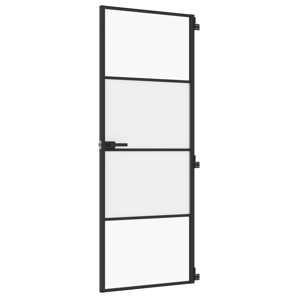 Vidaxx porte intérieure étroite 76x201,5 cm verre trempé et aluminium noir