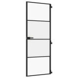 Vidaxx porte intérieure étroite 76x201,5 cm verre trempé et aluminium noir
