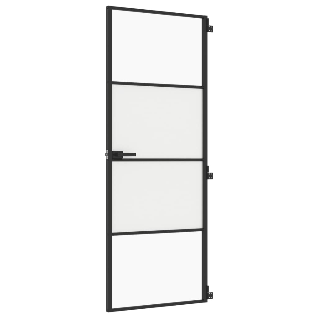 Vidaxl Innenür schmal 76x201,5 cm gehärtetes Glas und Aluminiumschwarz