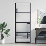 Vidaxx porte intérieure étroite 76x201,5 cm verre trempé et aluminium noir