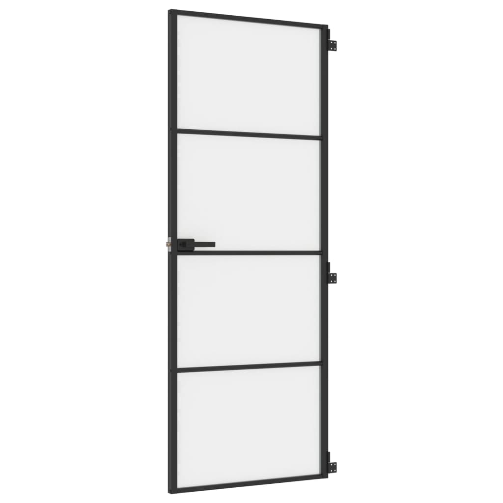 Vidaxl bannent der Dier schmuel 76x201.5 cm häerteg Glas an Aluminium schwaarz