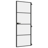 Vidaxl bannent der Dier schmuel 76x201.5 cm häerteg Glas an Aluminium schwaarz