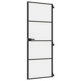 VidaXL Porte intérieure étroite 76x201,5 cm verre trempé et aluminium noir