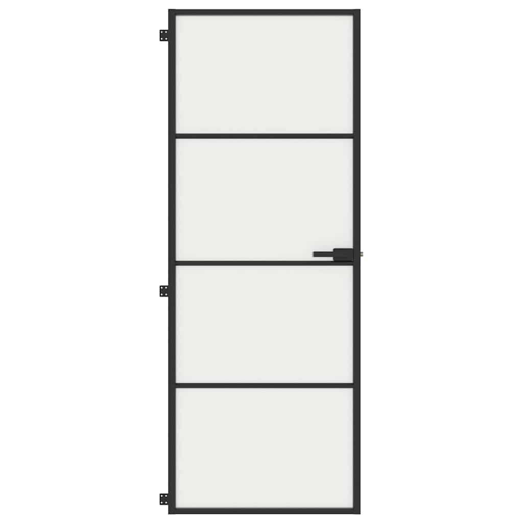 VidaXL Porte intérieure étroite 76x201,5 cm verre trempé et aluminium noir