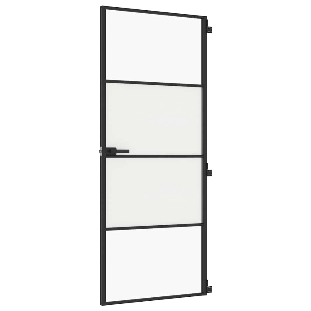 Vidaxx porte intérieure étroite 83x201,5 cm verre trempé et aluminium noir