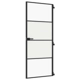 Vidaxx porte intérieure étroite 83x201,5 cm verre trempé et aluminium noir