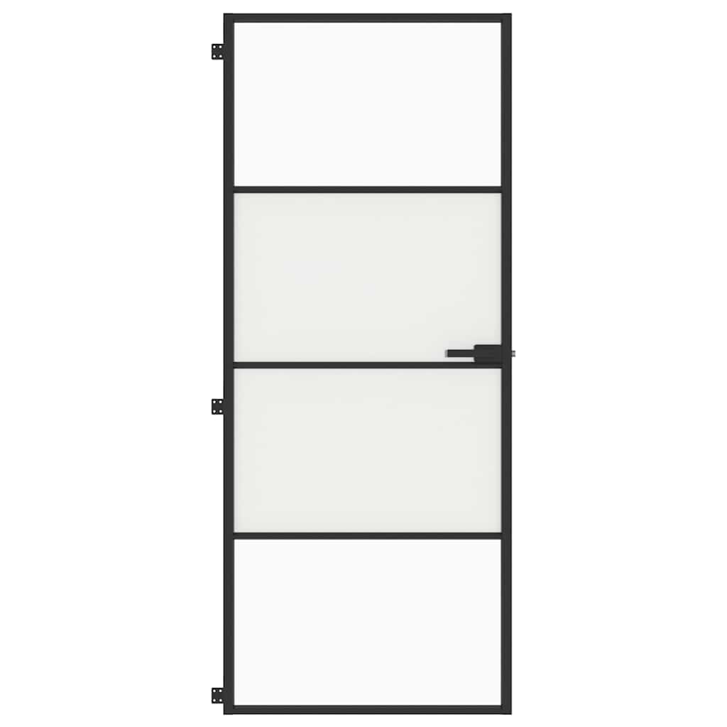 Vidaxx porte intérieure étroite 83x201,5 cm verre trempé et aluminium noir
