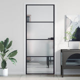 Vidaxx porte intérieure étroite 83x201,5 cm verre trempé et aluminium noir