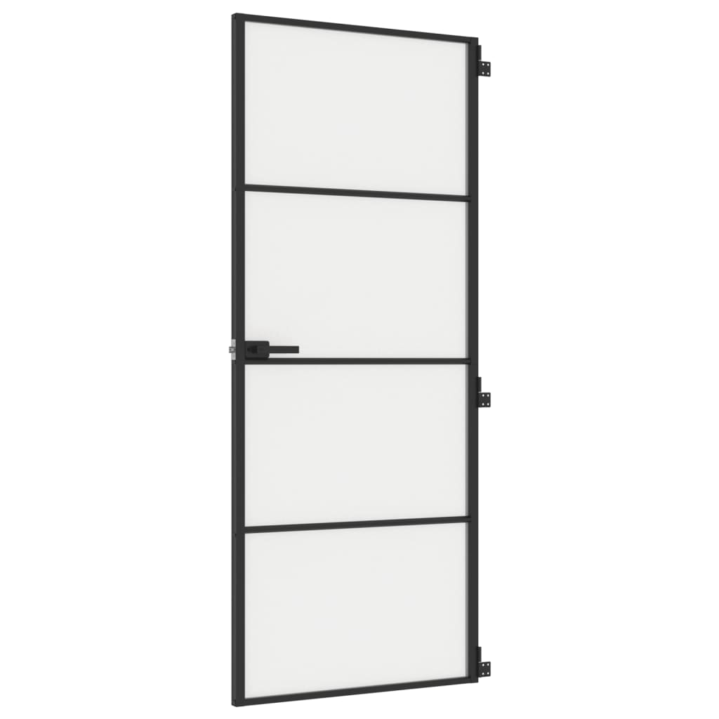 Vidaxl Innenür schmal 83x201,5 cm gehärtetes Glas und Aluminiumschwarz