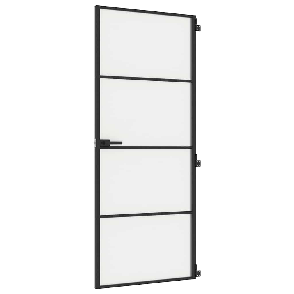 Vidaxx porte intérieure étroite 83x201,5 cm verre trempé et aluminium noir