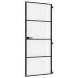 Vidaxx porte intérieure étroite 83x201,5 cm verre trempé et aluminium noir