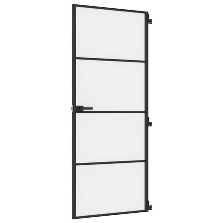 Vidaxx porte intérieure étroite 83x201,5 cm verre trempé et aluminium noir