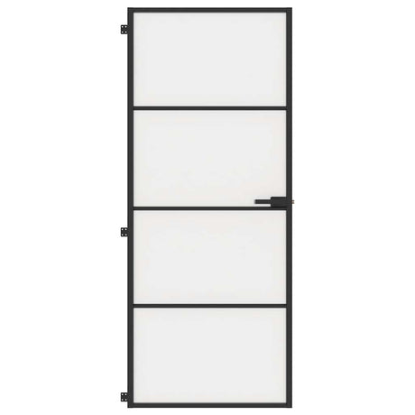Vidaxx porte intérieure étroite 83x201,5 cm verre trempé et aluminium noir