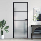 Vidaxx porte intérieure étroite 83x201,5 cm verre trempé et aluminium noir