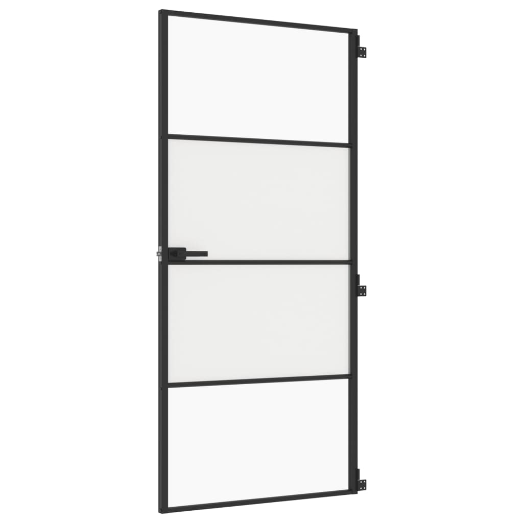 Vidaxx porte intérieure étroite 93x201,5 cm verre trempé et aluminium noir
